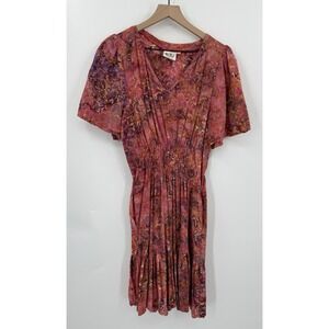 Go Fish Dress Women Large Pink Geometric Hand Made Art To Wear Pockets